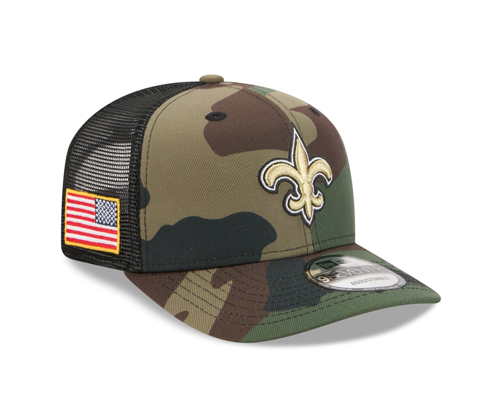 Bone New Era 9SEVENTY New Orleans Saints NFL Salute Service 2025 Preto Verde 3