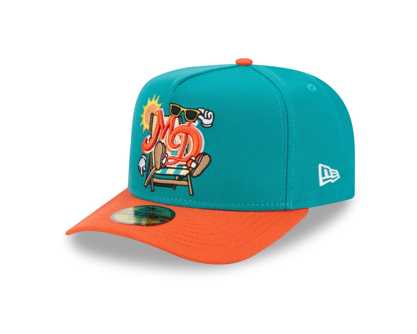 Bone New Era 59FIFTY Miami Dolphins NFL Verde Verde/Laranja 2