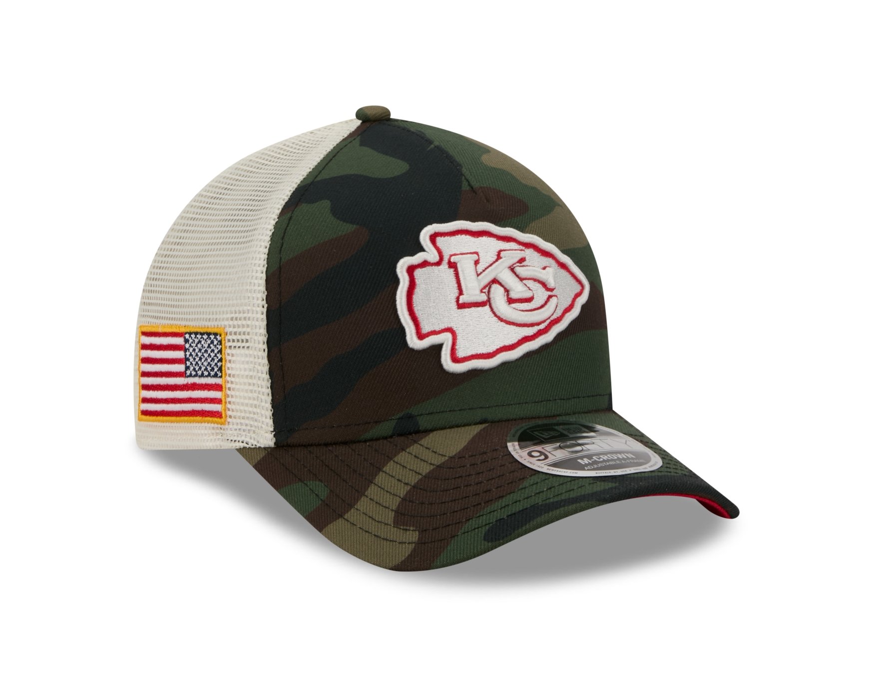 Bone New Era 9FORTY M-CROWN A-FRAME Kansas City Chiefs NFL Salute Service 2025 Militar Militar 3