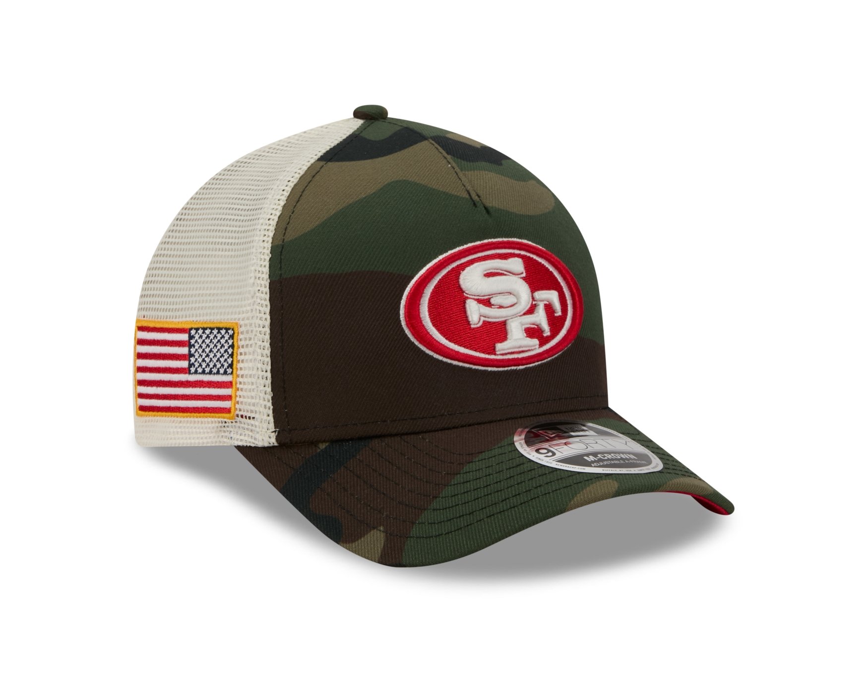 Bone New Era 9FORTY M-CROWN A-FRAME San Francisco 49ers NFL Salute Service 2025 Militar Militar 3