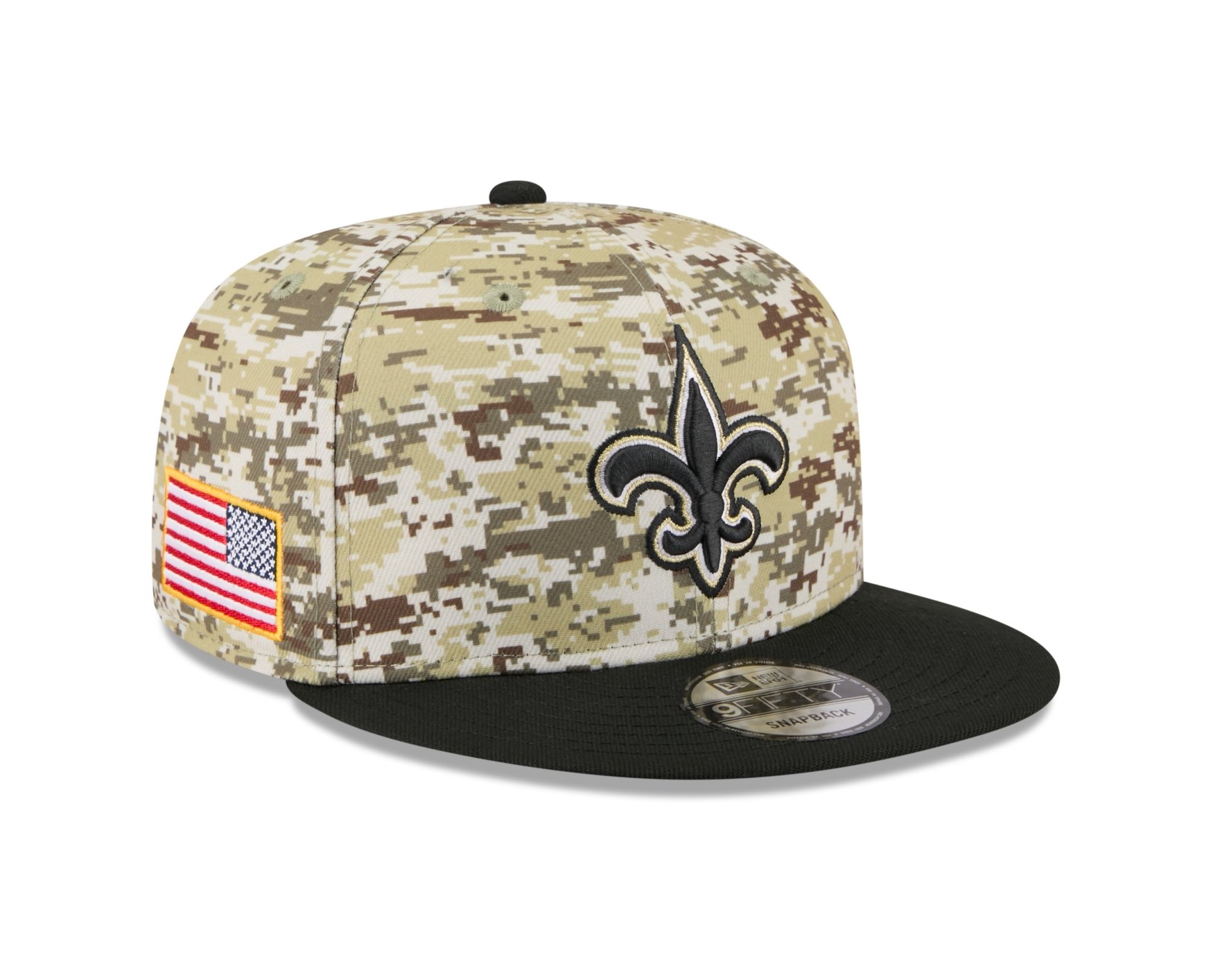 Bone New Era 9FIFTY New Orleans Saints NFL Salute Service 2025 Militar Militar/Preto 3