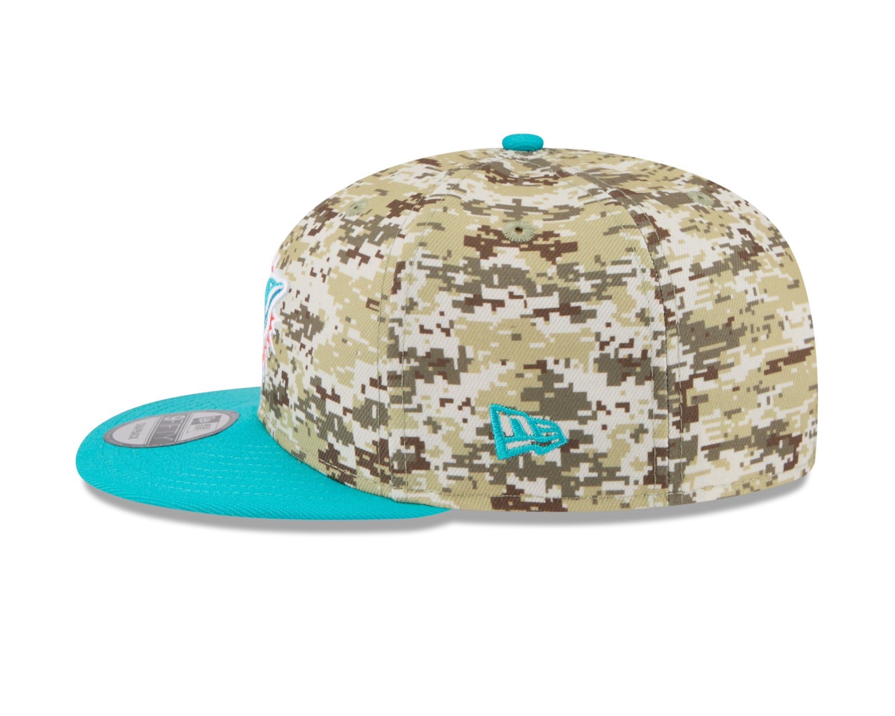 Bone New Era 9FIFTY Miami Dolphins NFL Salute Service 2025 Militar Militar/Verde 5