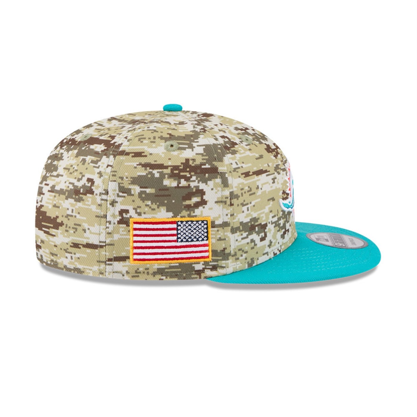 Bone New Era 9FIFTY Miami Dolphins NFL Salute Service 2025 Militar Militar/Verde 6