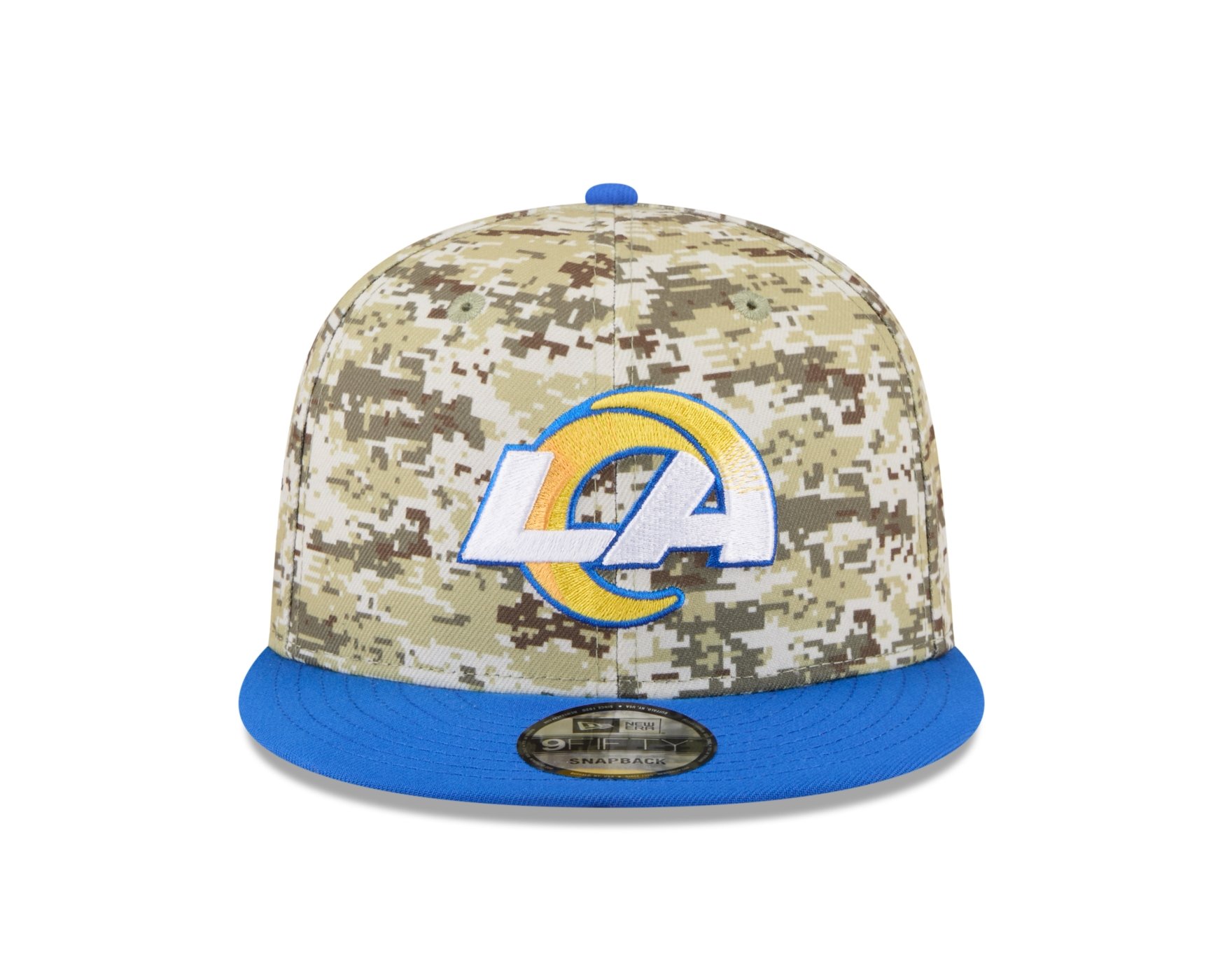 Bone New Era 9FIFTY Los Angeles Rams NFL Salute Service 2025 Militar Militar/Azul 2