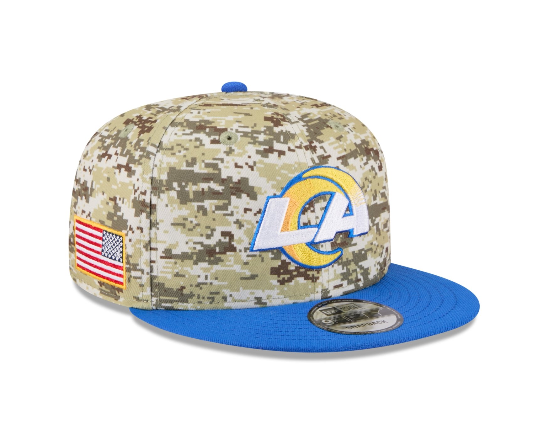 Bone New Era 9FIFTY Los Angeles Rams NFL Salute Service 2025 Militar Militar/Azul 3