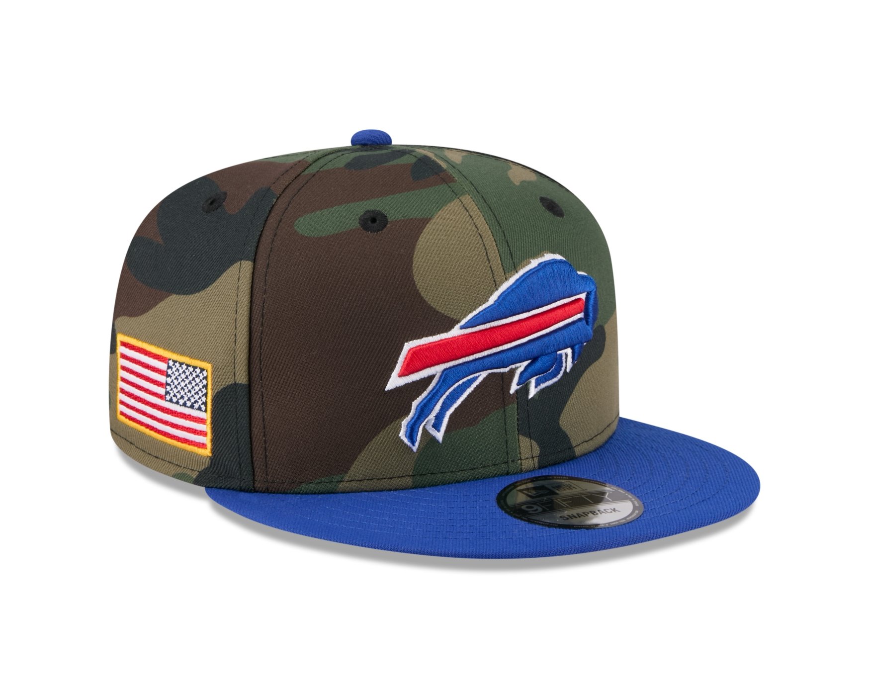 Bone New Era 9FIFTY Buffalo Bills NFL Salute Service 2025 Militar Verde Militar/Azul 1