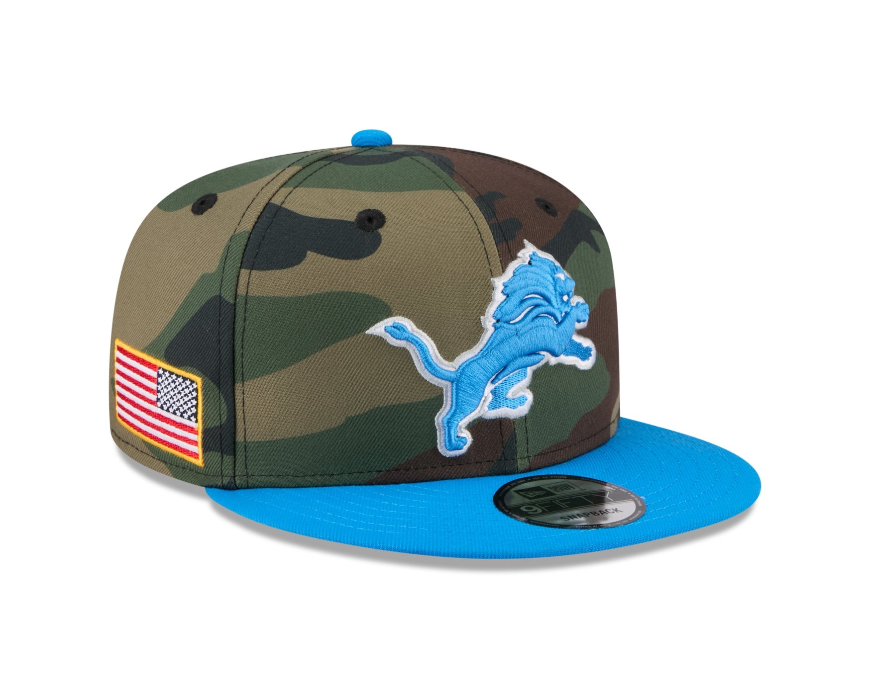 Bone New Era 9FIFTY Detroit Lions NFL Salute Service 2025 Militar Militar/Azul 3