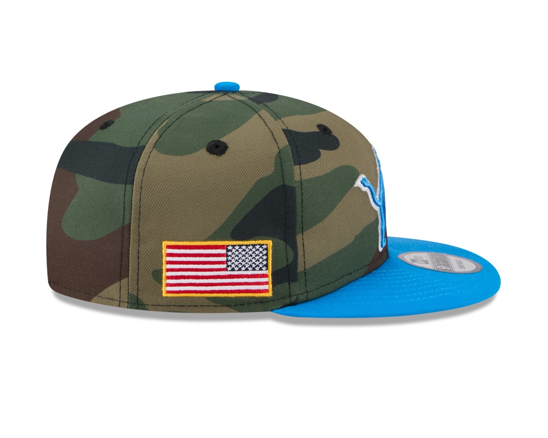 Bone New Era 9FIFTY Detroit Lions NFL Salute Service 2025 Militar Militar/Azul 6