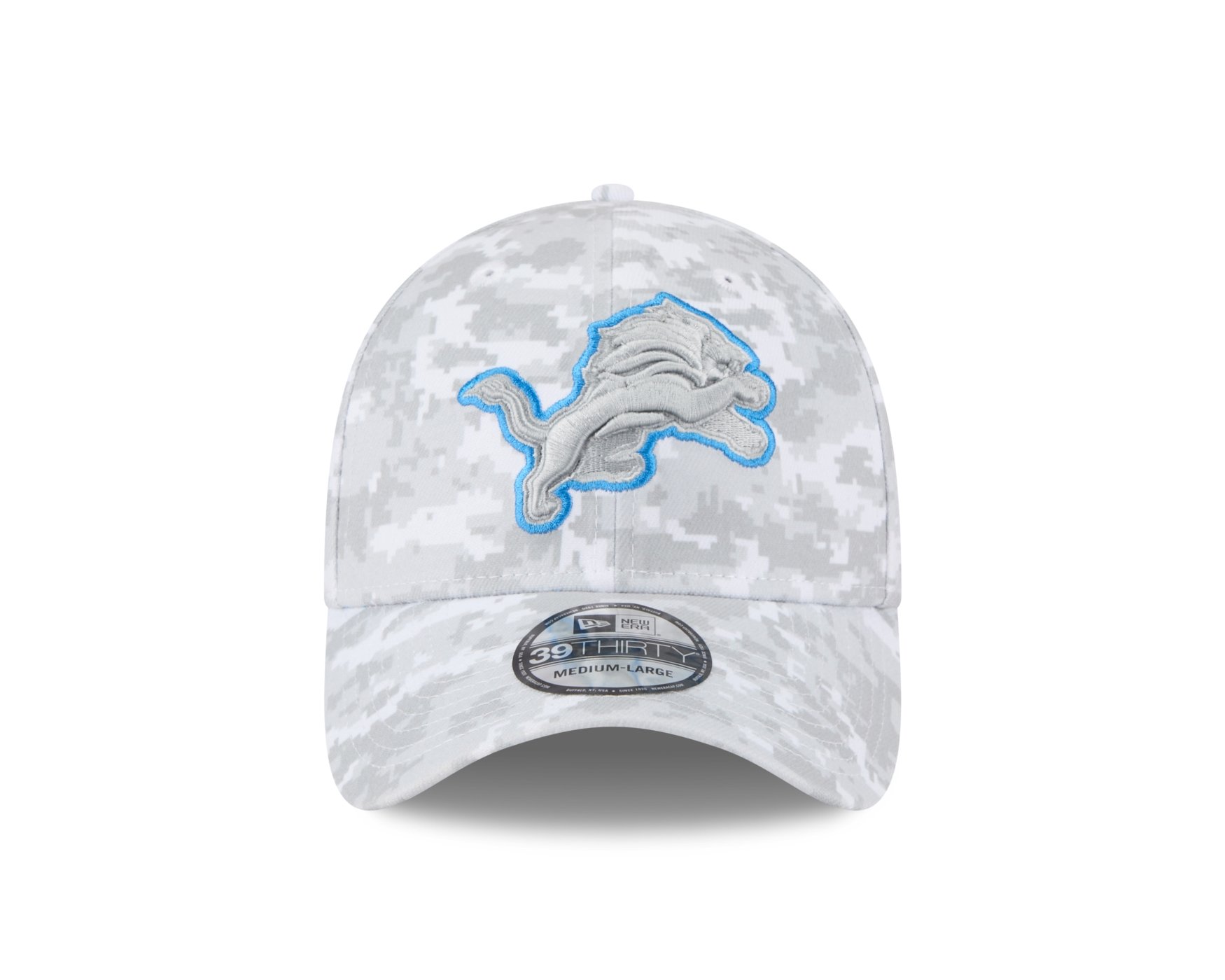 Bone New Era 39THIRTY Detroit Lions NFL Salute Service 2025 Azul Cinza 2