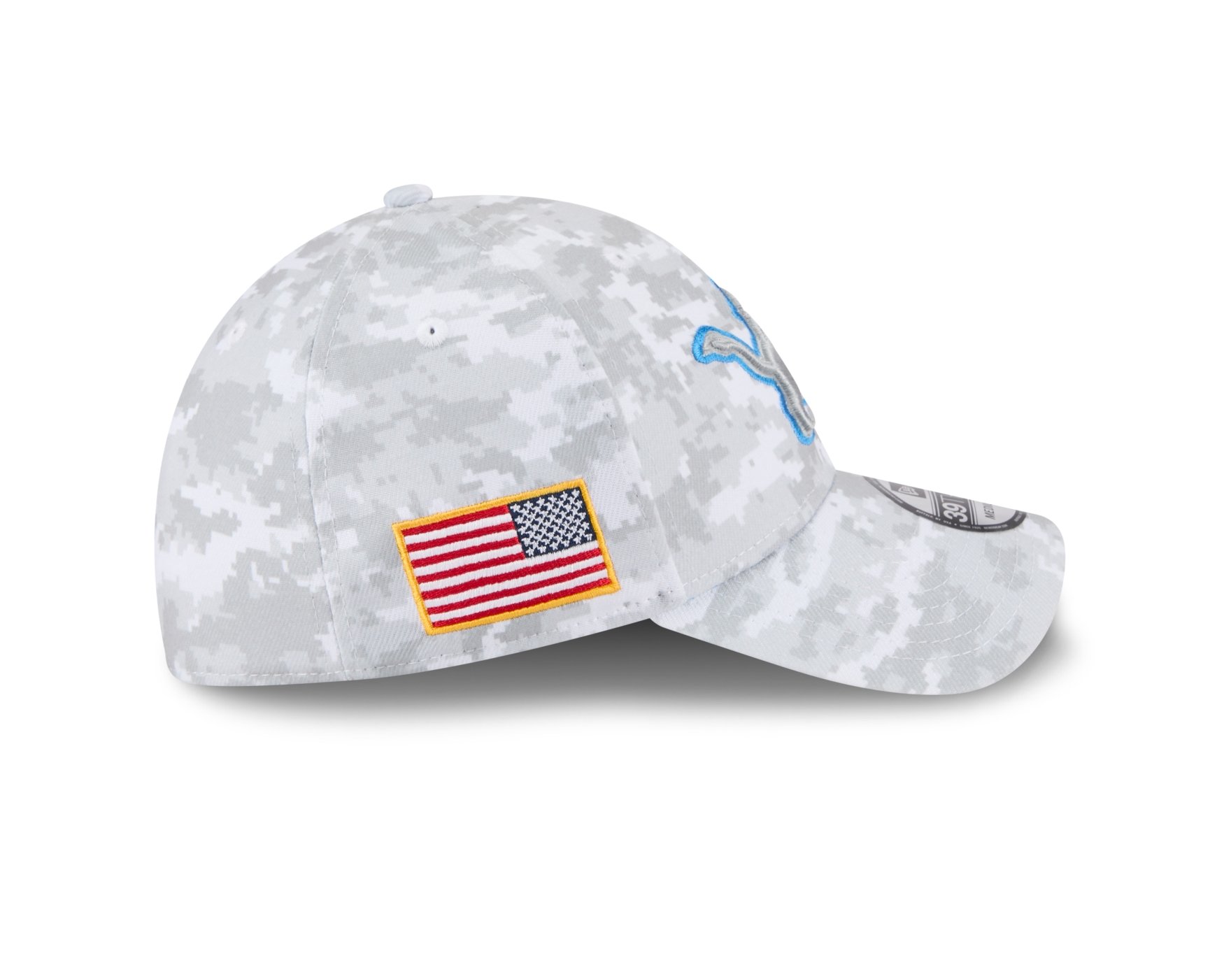 Bone New Era 39THIRTY Detroit Lions NFL Salute Service 2025 Azul Cinza 6