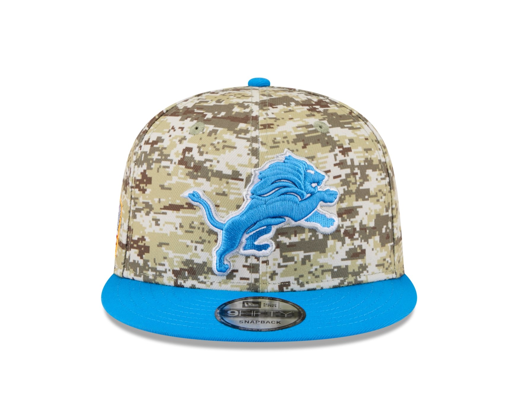 Bone New Era 9FIFTY Detroit Lions NFL Salute Service 2025 Militar Militar/Azul 2