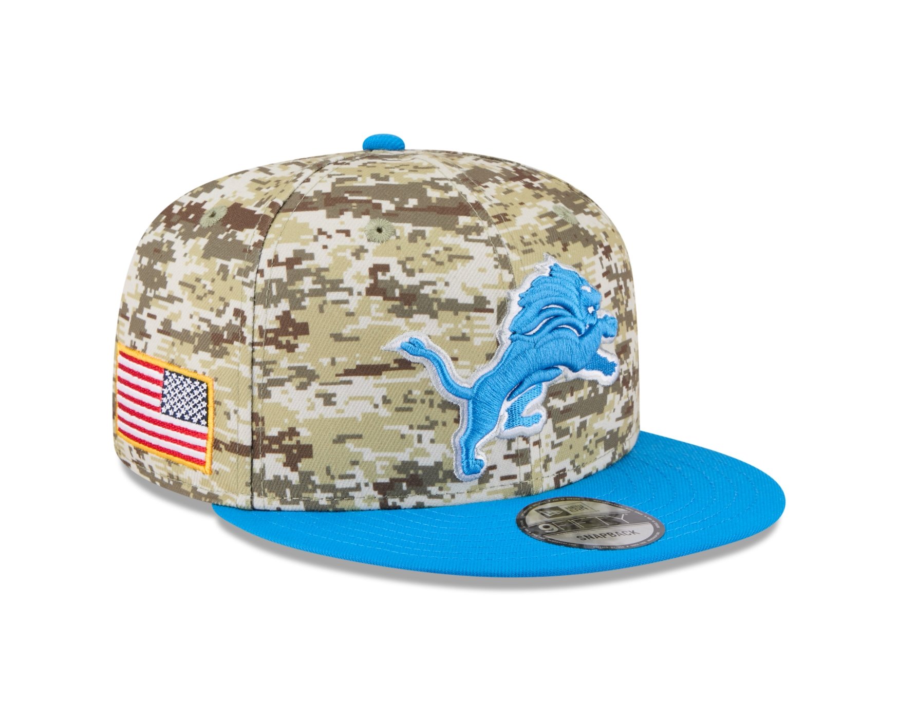 Bone New Era 9FIFTY Detroit Lions NFL Salute Service 2025 Militar Militar/Azul 3