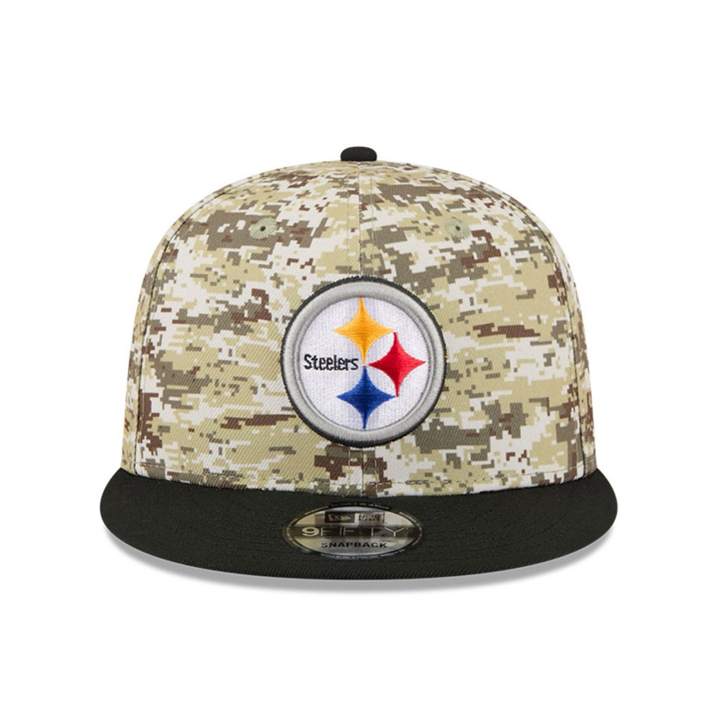 Bone New Era 9FIFTY Pittsburgh Steelers NFL Salute Service 2025 Militar Militar/Preto 2