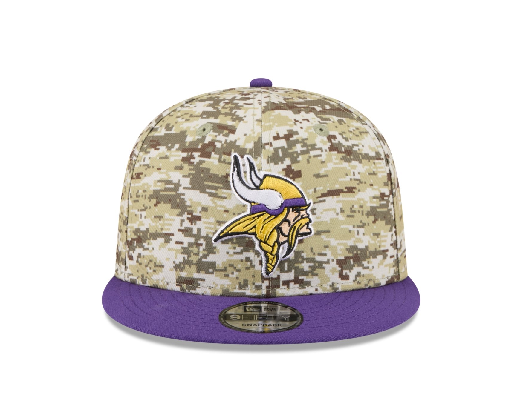 Bone New Era 9FIFTY Minnesota Vikings NFL Salute Service 2025 Militar Militar/Roxo 2