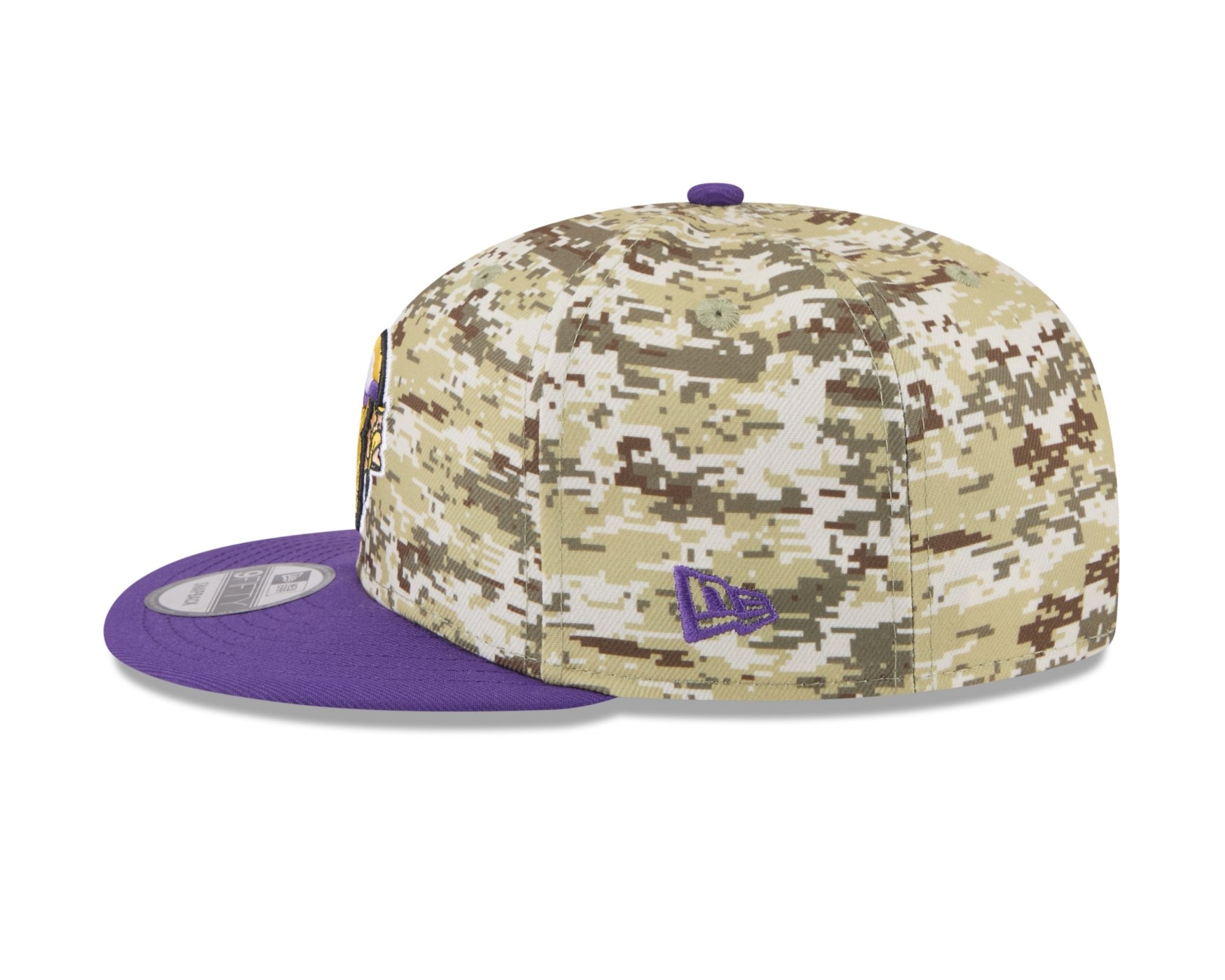 Bone New Era 9FIFTY Minnesota Vikings NFL Salute Service 2025 Militar Militar/Roxo 5