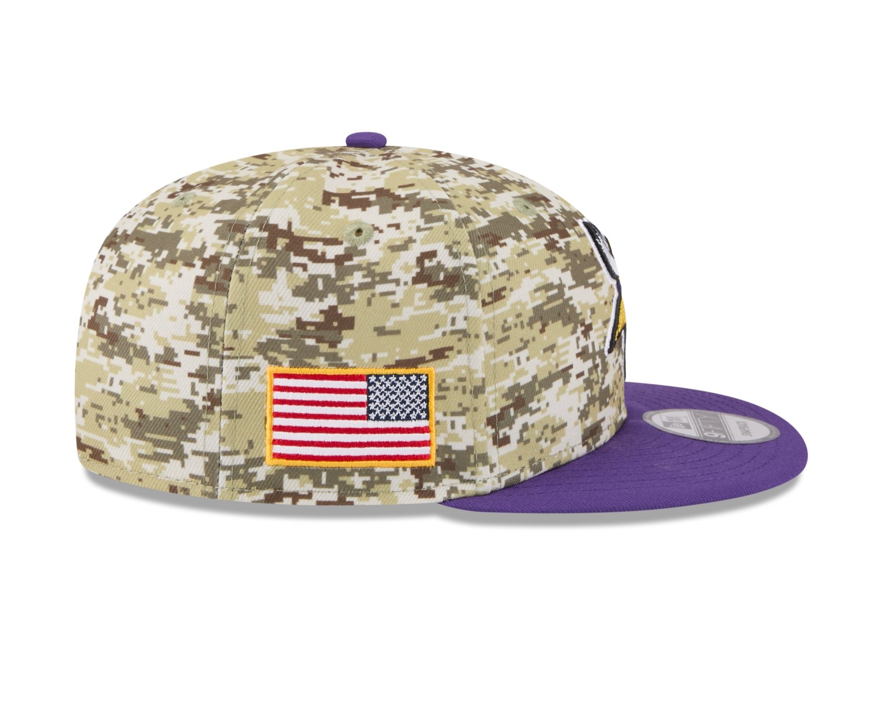 Bone New Era 9FIFTY Minnesota Vikings NFL Salute Service 2025 Militar Militar/Roxo 6