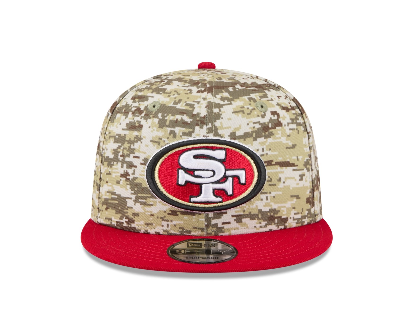 Bone New Era 9FIFTY San Francisco 49ers NFL Salute Service 2025 Militar Militar/Vermelho 2