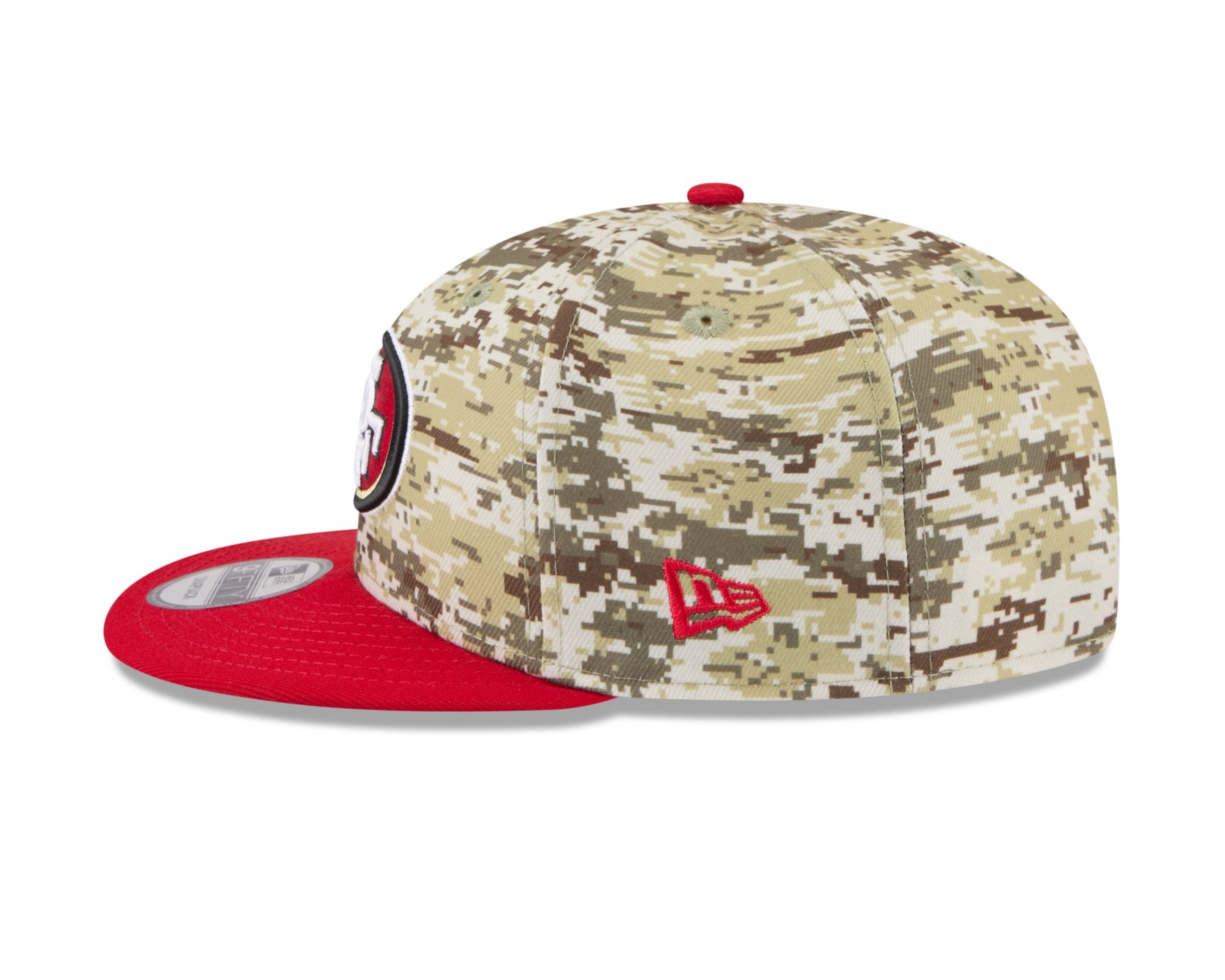 Bone New Era 9FIFTY San Francisco 49ers NFL Salute Service 2025 Militar Militar/Vermelho 4