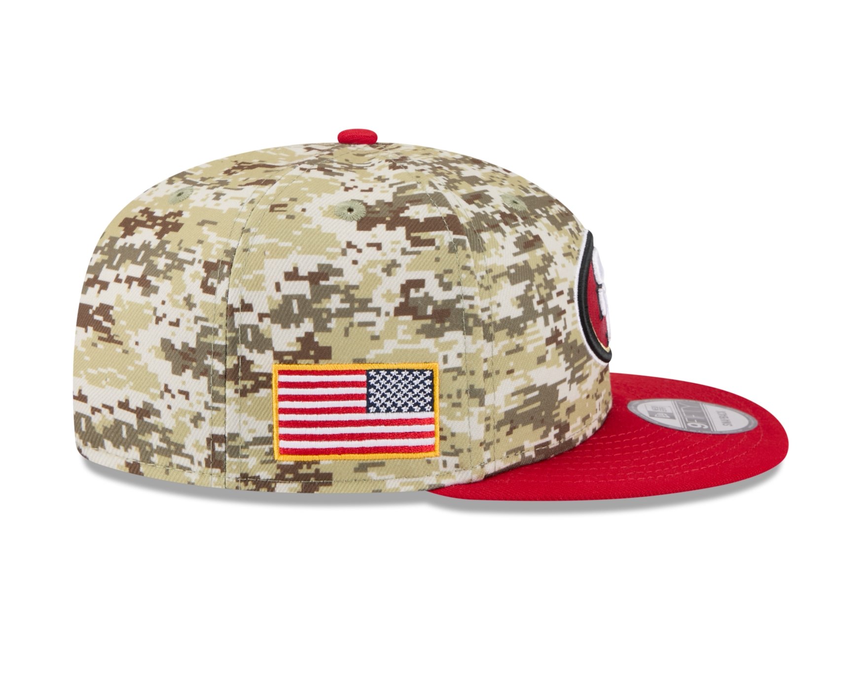 Bone New Era 9FIFTY San Francisco 49ers NFL Salute Service 2025 Militar Militar/Vermelho 5