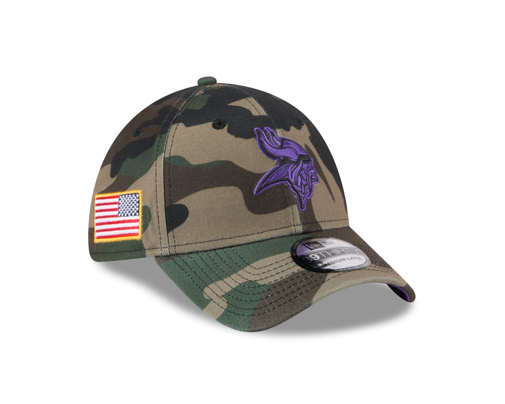 Bone New Era 39THIRTY Minnesota Vikings NFL Salute Service 2025 Militar Militar 3