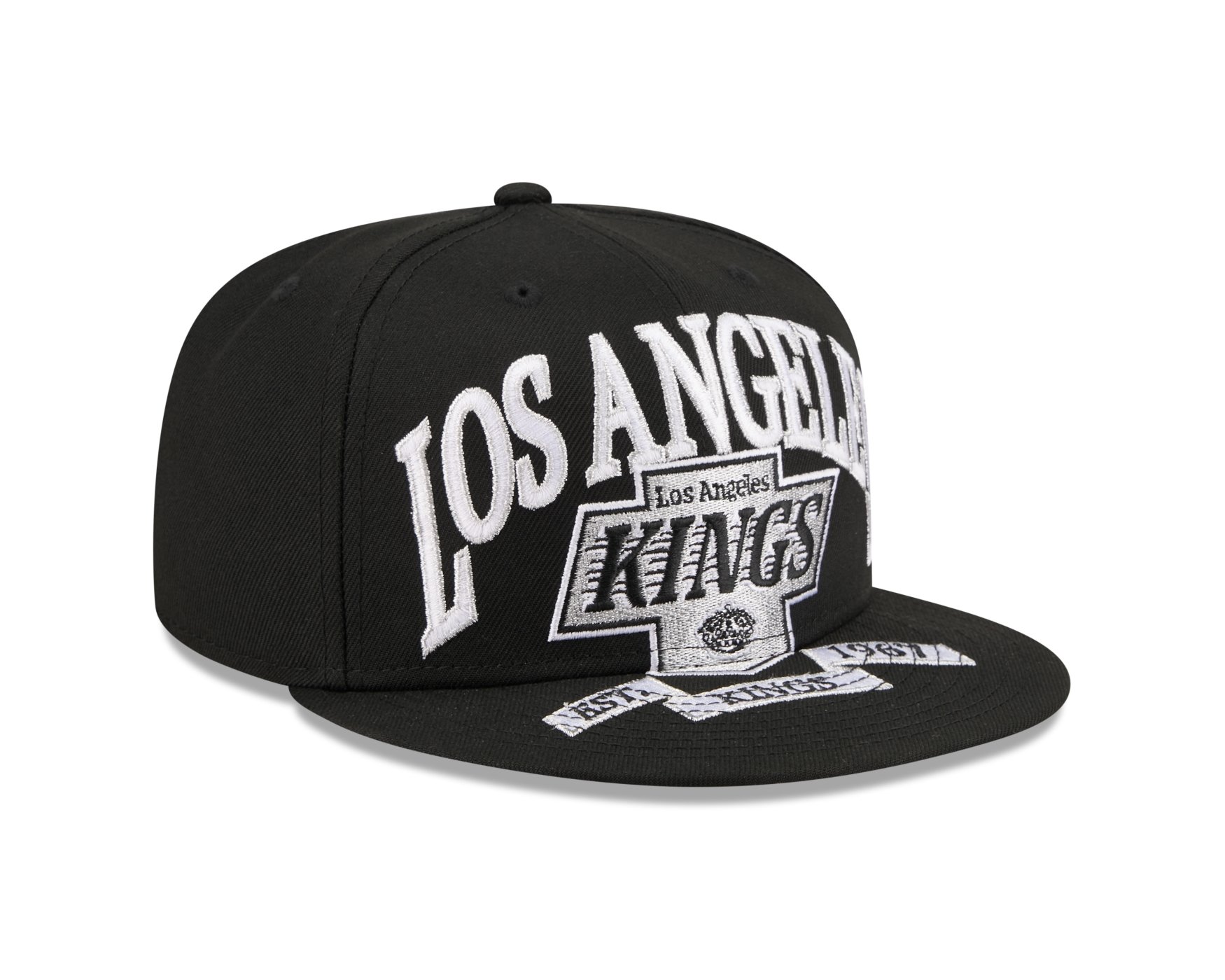 Bone New Era 59FIFTY Los Angeles Kings NHL Preto Preto 3