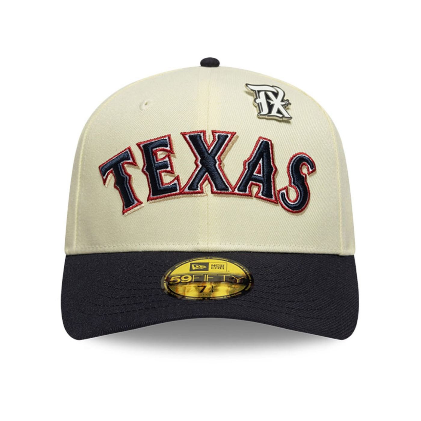 Bone New Era 59FIFTY Texas Rangers MLB Off White Off White/Preto 2