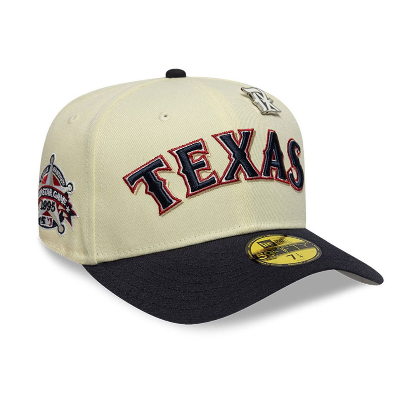 Bone New Era 59FIFTY Texas Rangers MLB Off White Off White/Preto 3