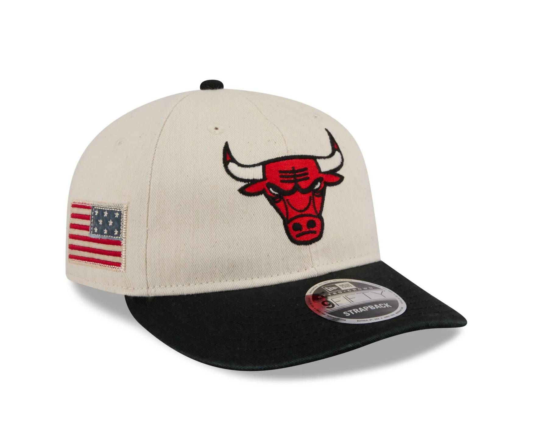Bone New Era 9FIFTY RETRO CROWN SN Chicago Bulls NBA Preto Bege/Preto 3