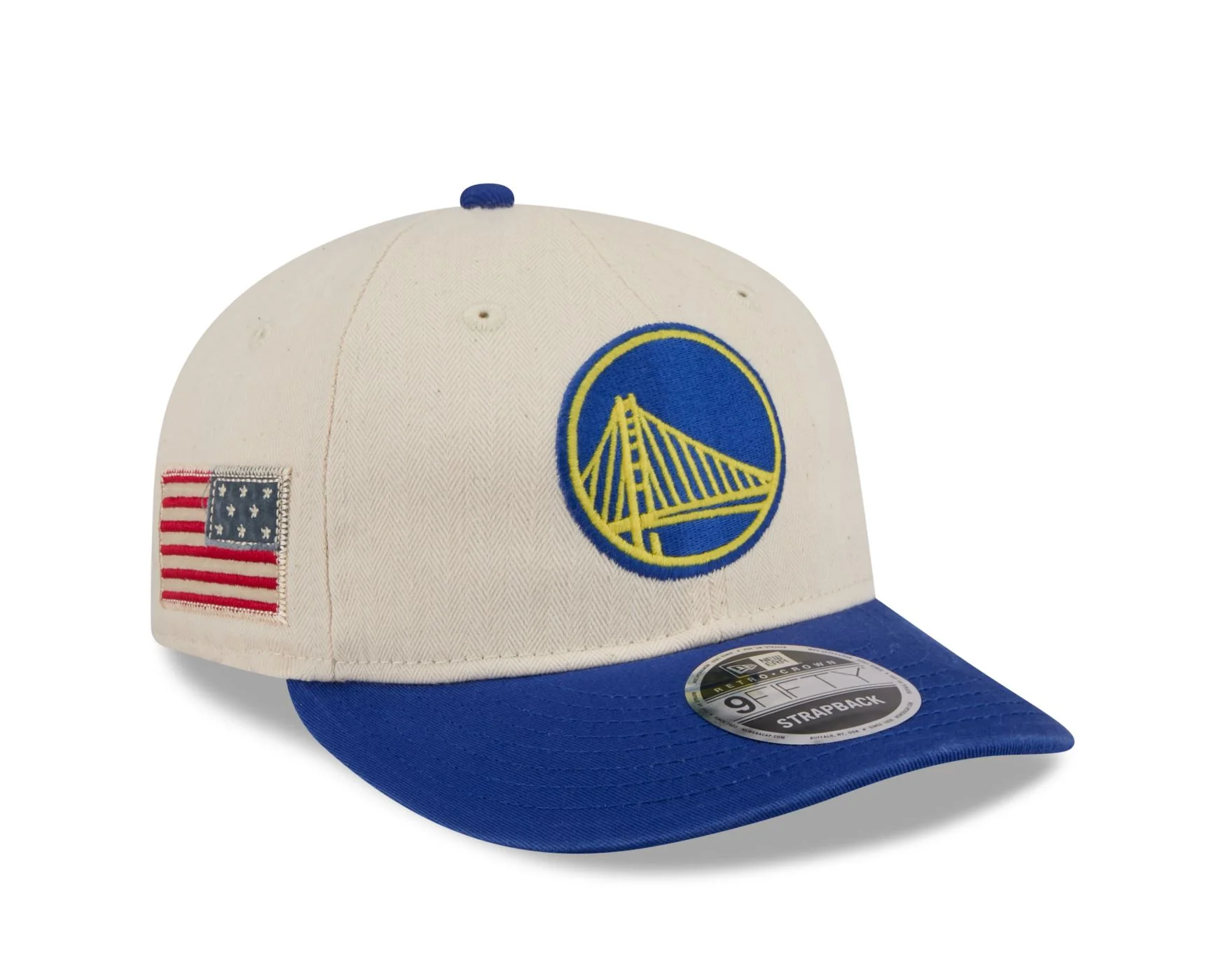 Bone New Era 9FIFTY RETRO CROWN SN Golden State Warriors NBA Azul Bege/Azul 3