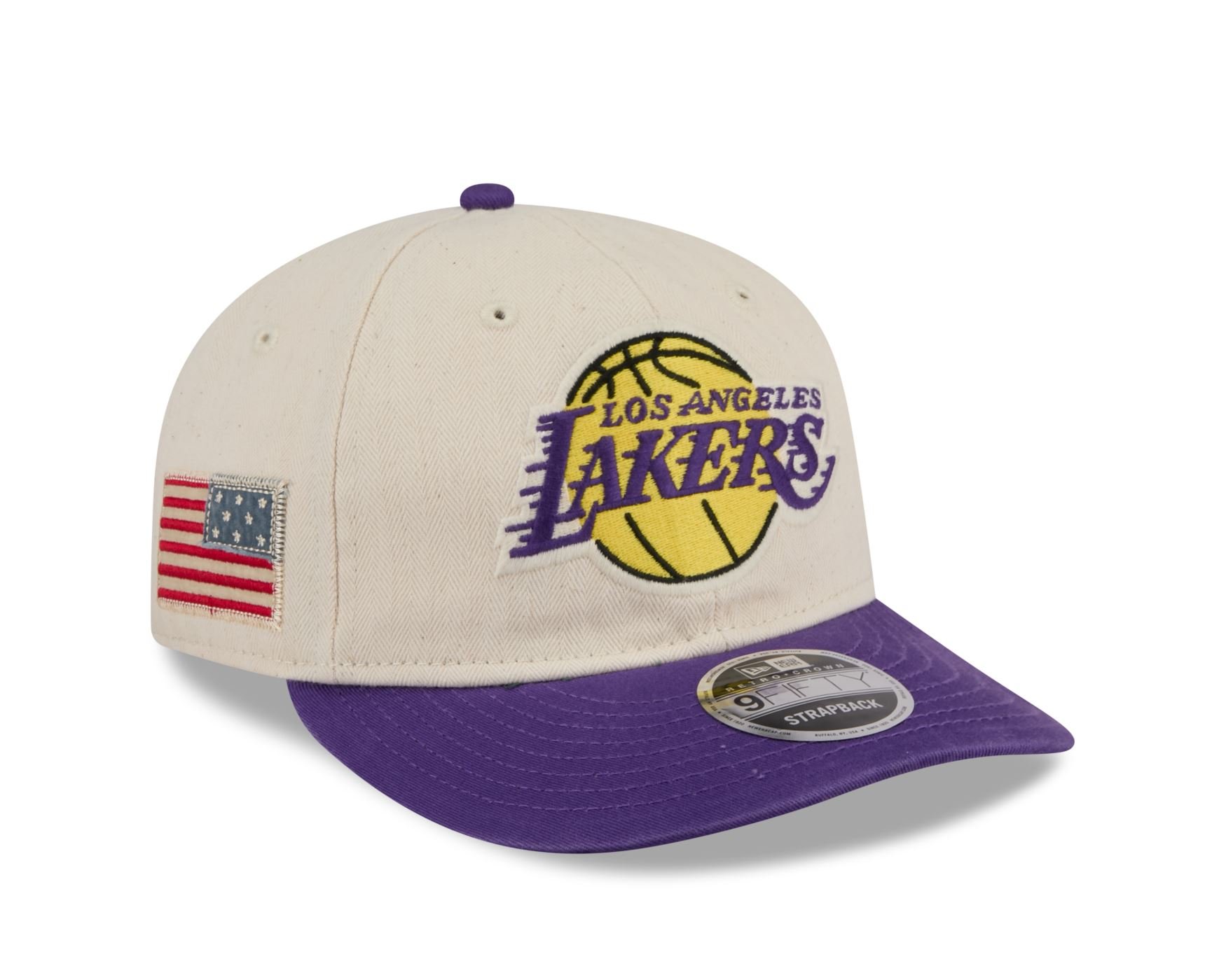 Bone New Era 9FIFTY RETRO CROWN SN Los Angeles Lakers NBA Roxo Bege/Roxo 3
