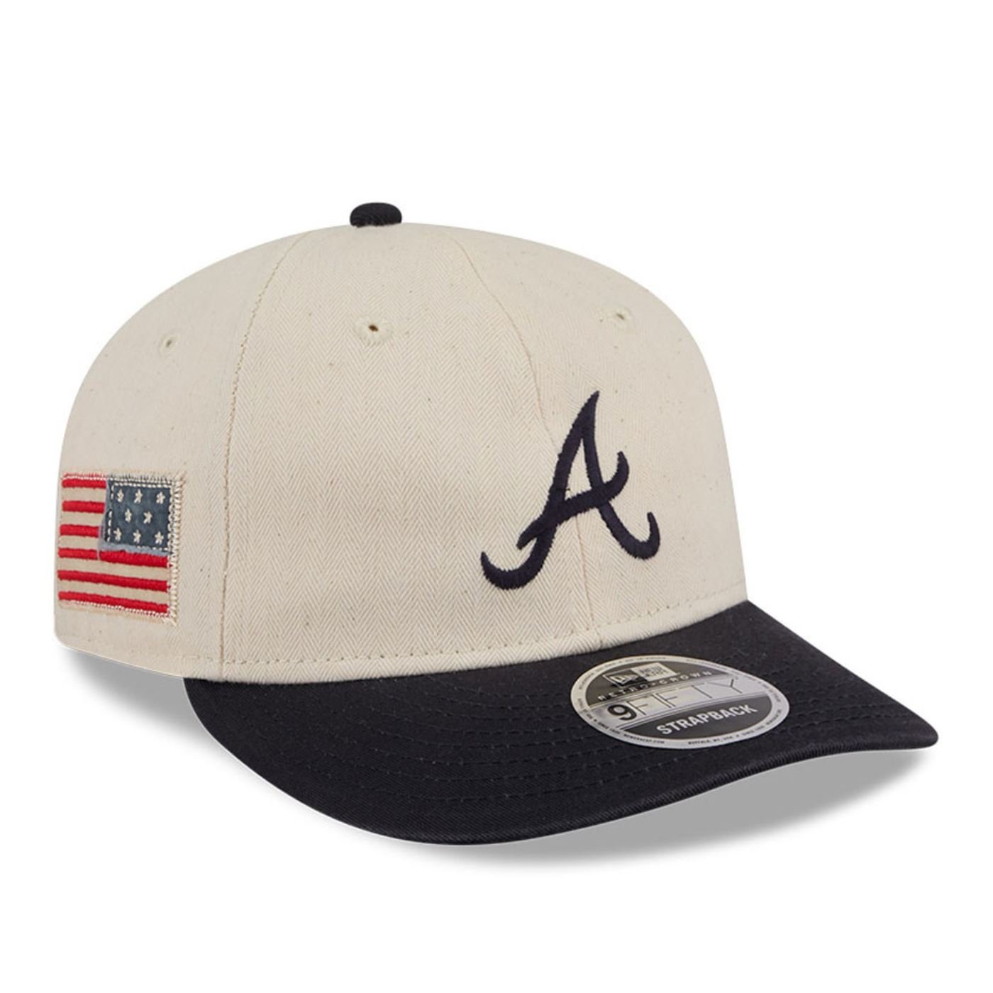 Bone New Era 9FIFTY RETRO CROWN SN Atlanta Braves MLB Marinho Bege/Preto 3