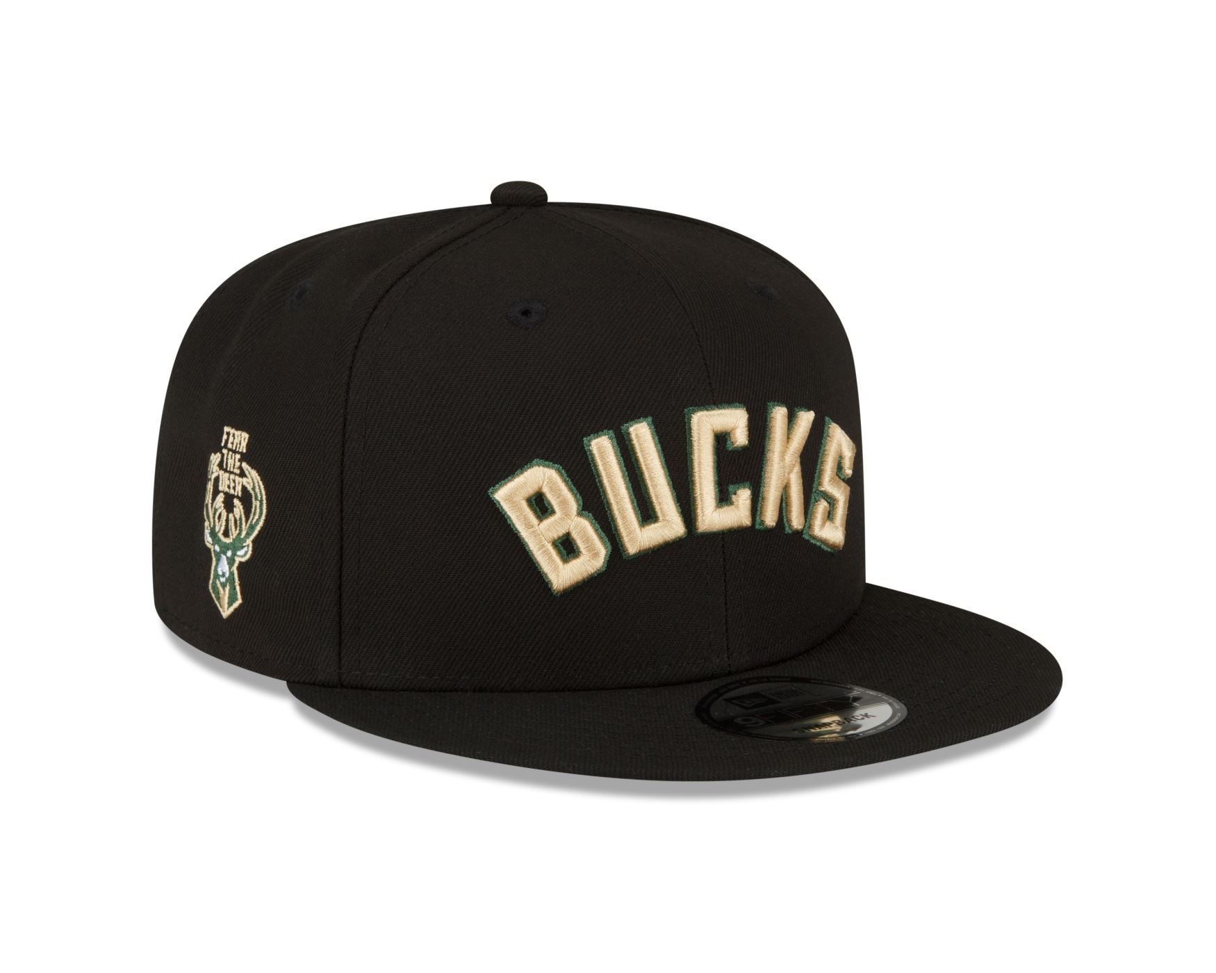 Bone New Era  9FIFTY  Milwaukee Bucks NBA Preto Preto 3