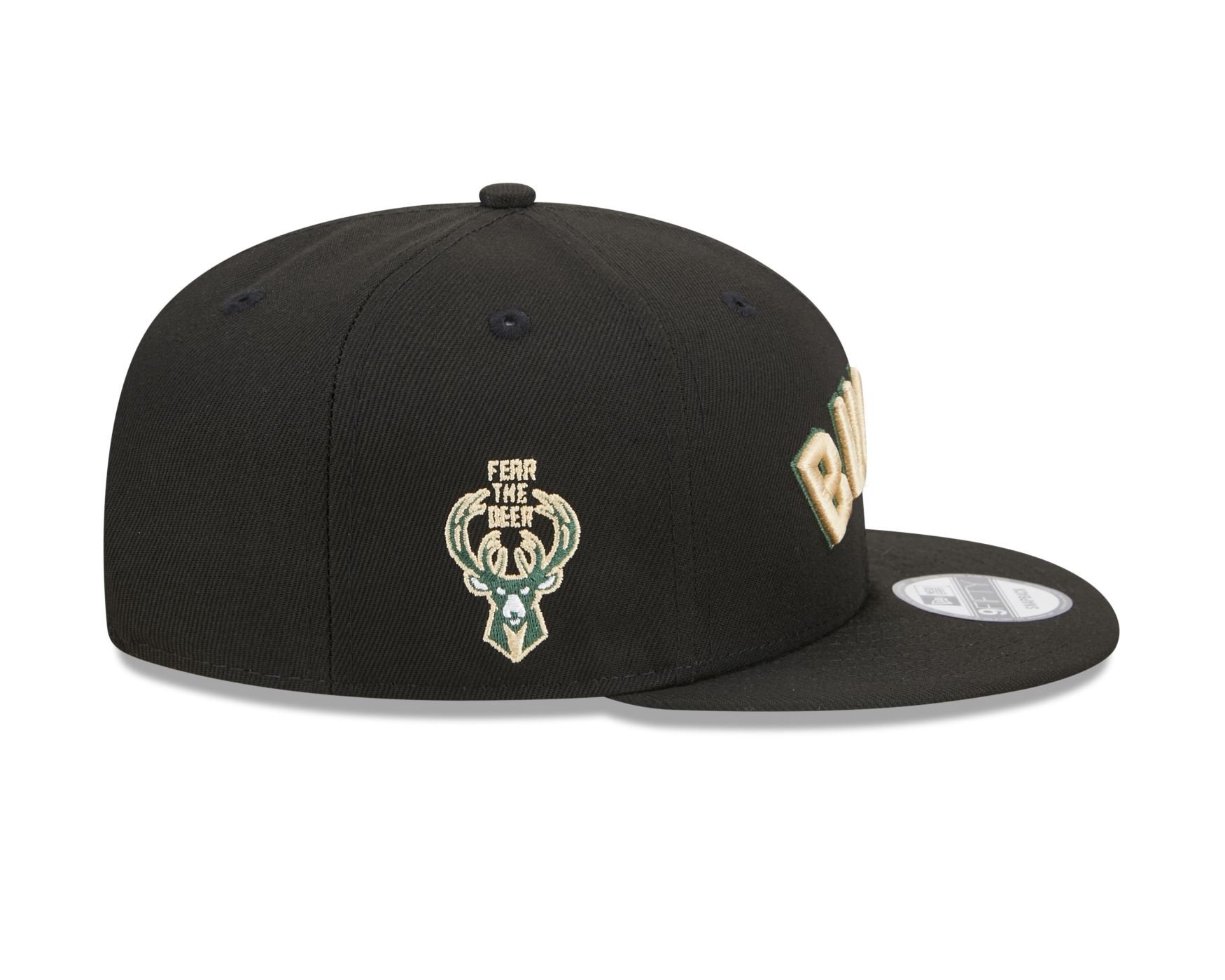 Bone New Era  9FIFTY  Milwaukee Bucks NBA Preto Preto 4