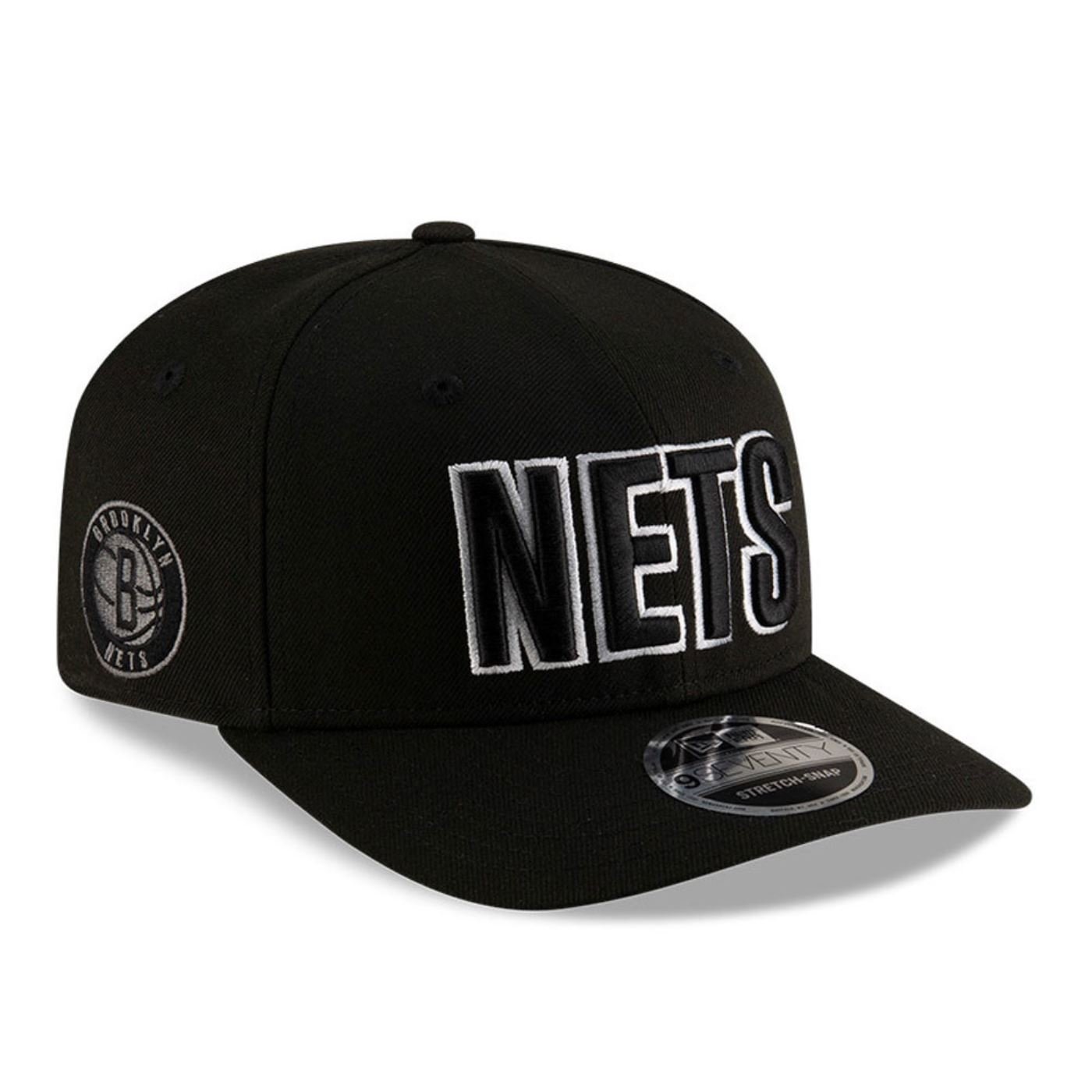 Bone New Era  9SEVENTY Strtch Snap  Brooklyn Nets NBA Preto Preto 3