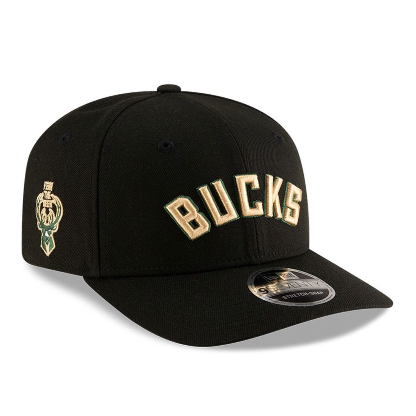 Bone New Era  9SEVENTY Strtch Snap  Milwaukee Bucks NBA Preto Preto 3