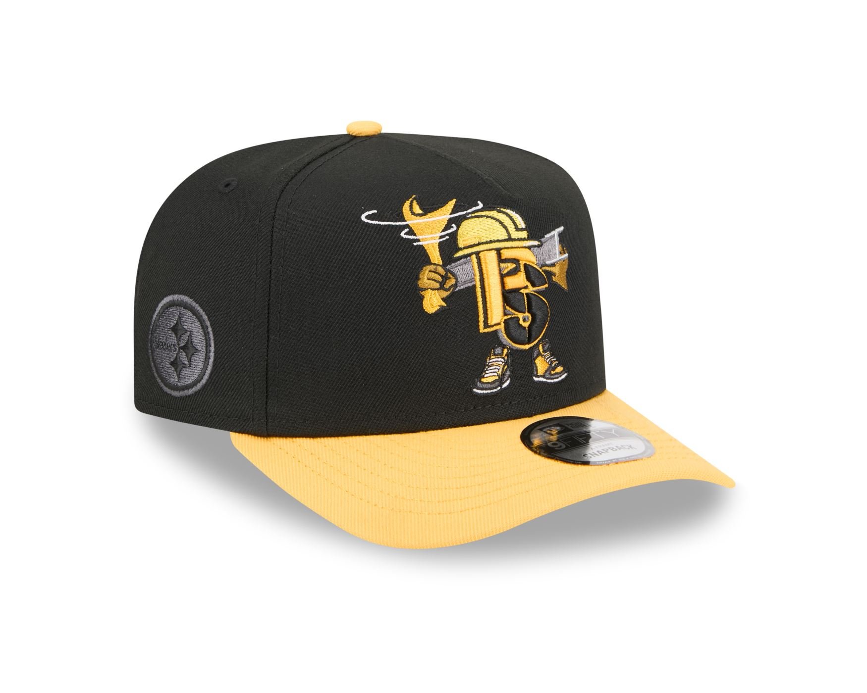 Bone New Era 9FIFTY A-FRAME Pittsburgh Steelers NFL Preto Preto/Amarelo 3