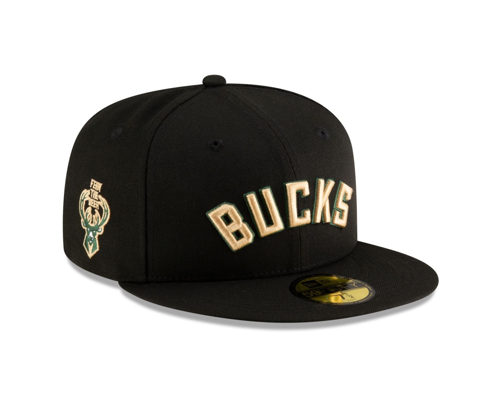 Bone New Era  59FIFTY Milwaukee Bucks NBA Preto Preto 3