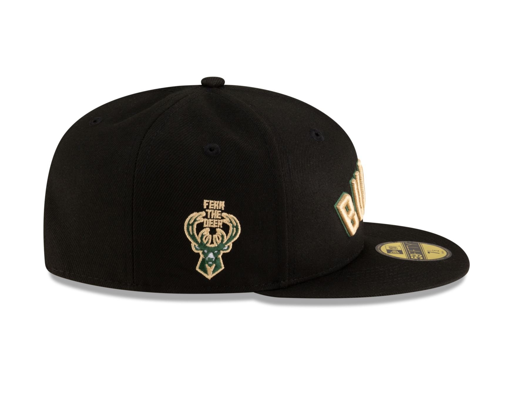 Bone New Era  59FIFTY Milwaukee Bucks NBA Preto Preto 4