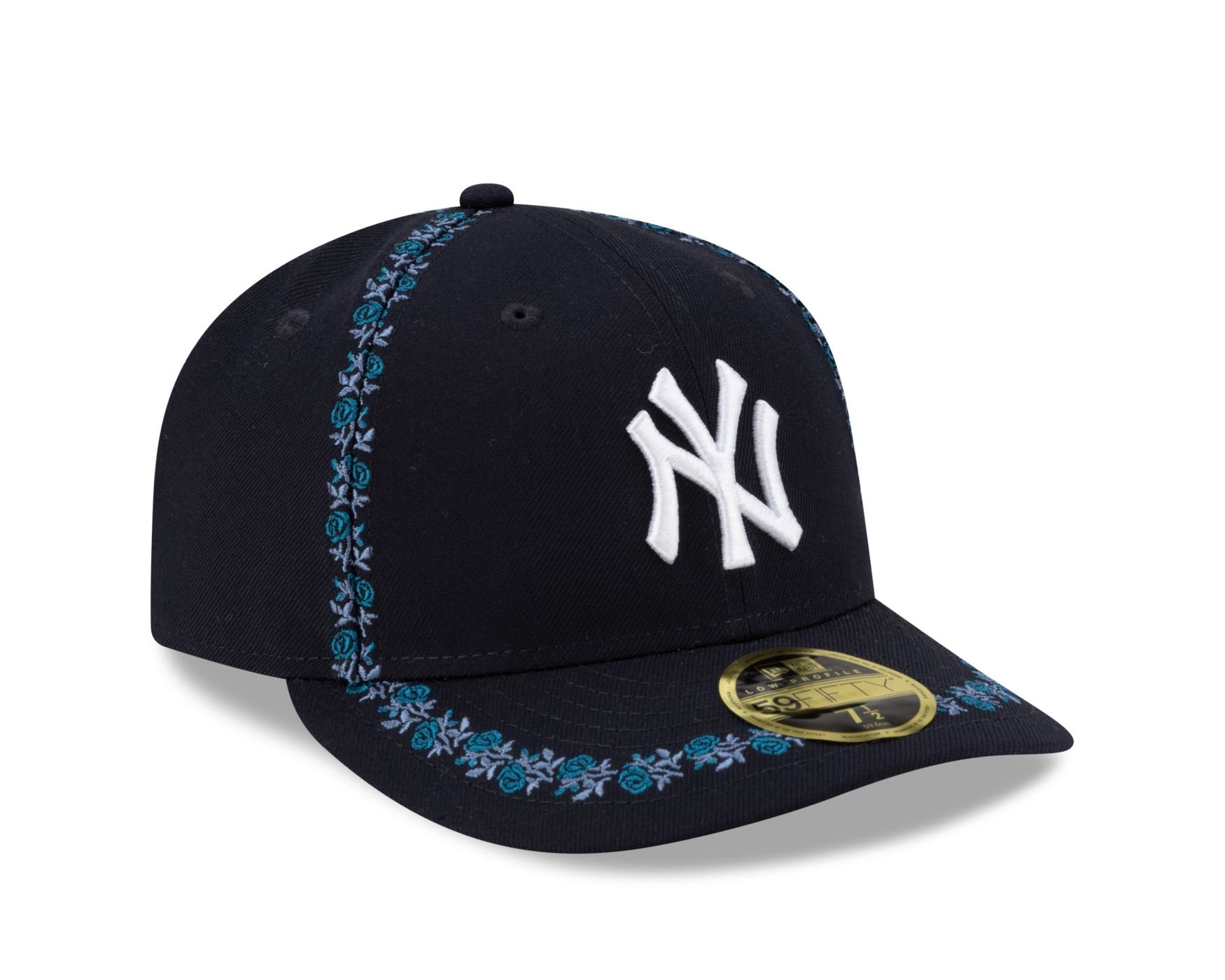 Bone New Era 59FIFTY Low Profile New York Yankees MLB Off White Preto/Azul 3
