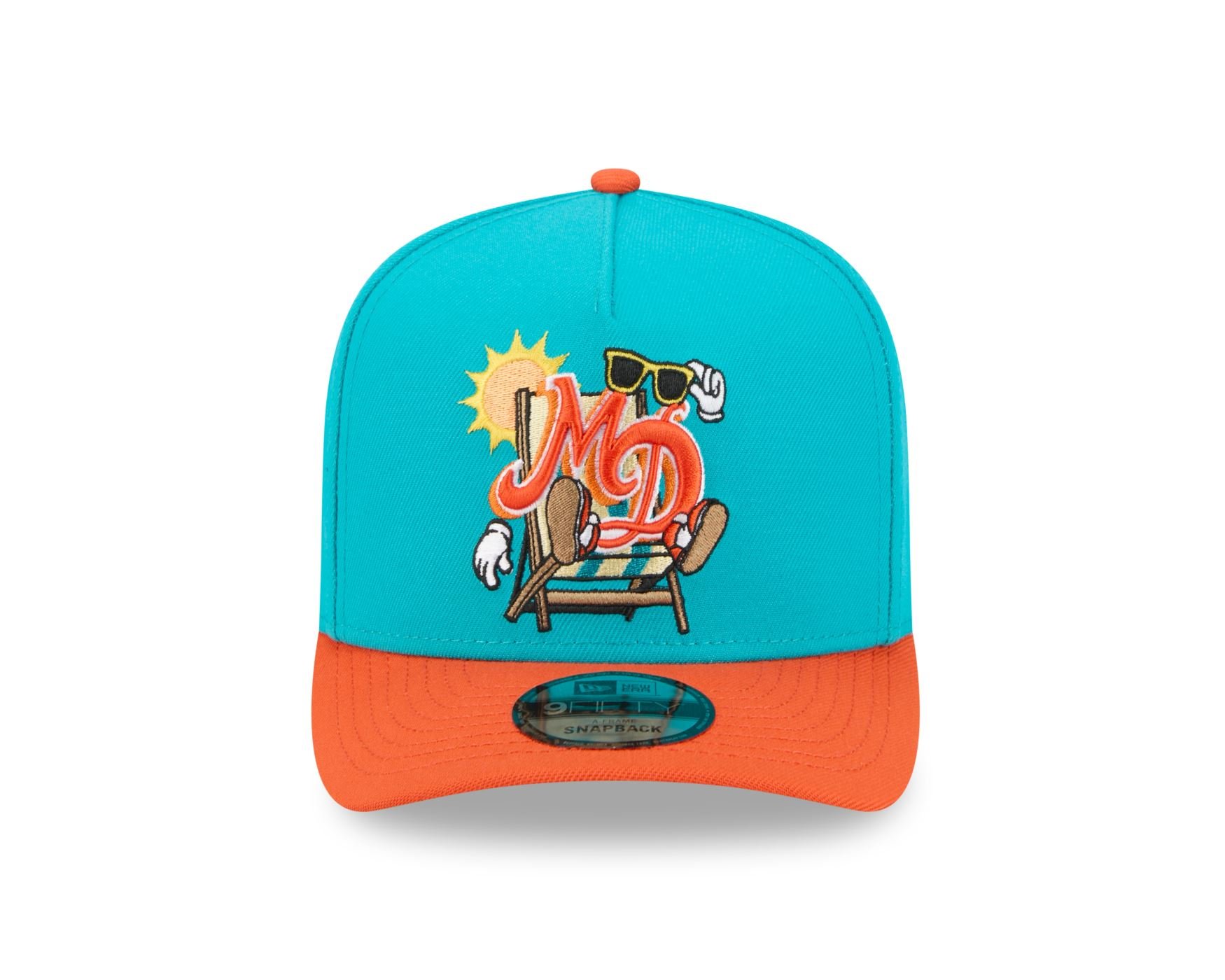 Bone New Era 9FIFTY A-FRAME Miami Dolphins NFL Verde Verde/Laranja 2