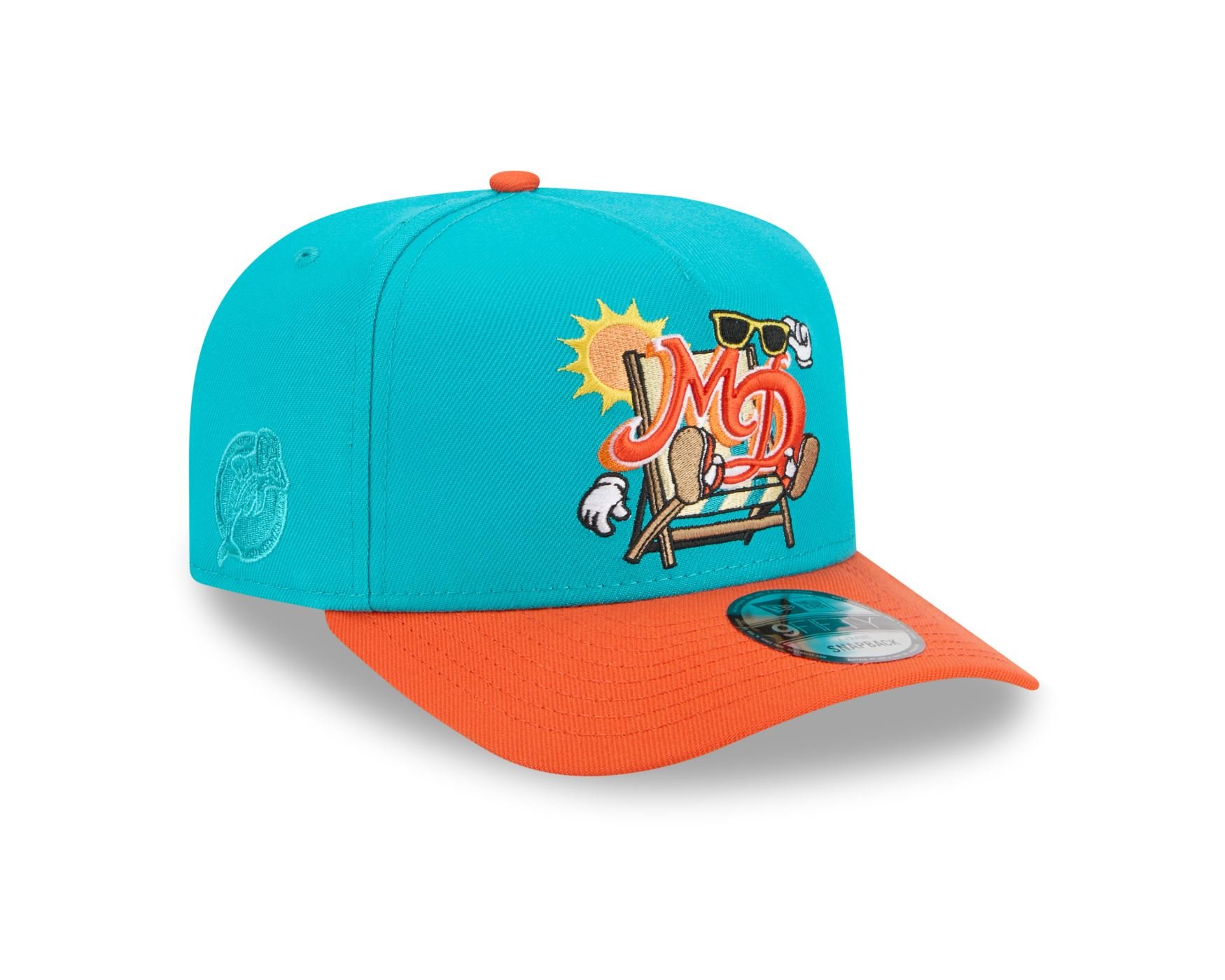Bone New Era 9FIFTY A-FRAME Miami Dolphins NFL Verde Verde/Laranja 3