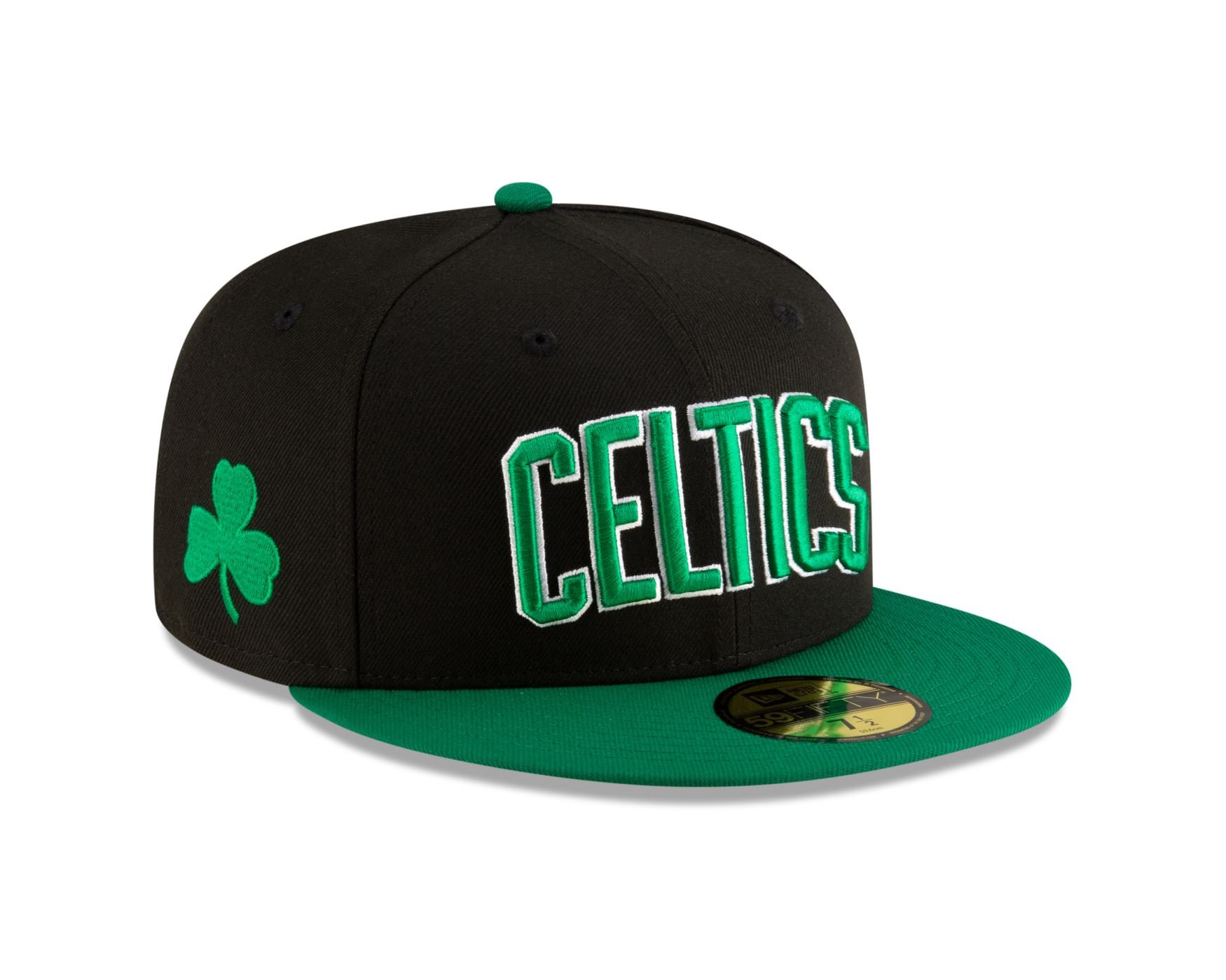 Bone New Era 59FIFTY Boston Celtics NBA Preto Preto/Verde 3