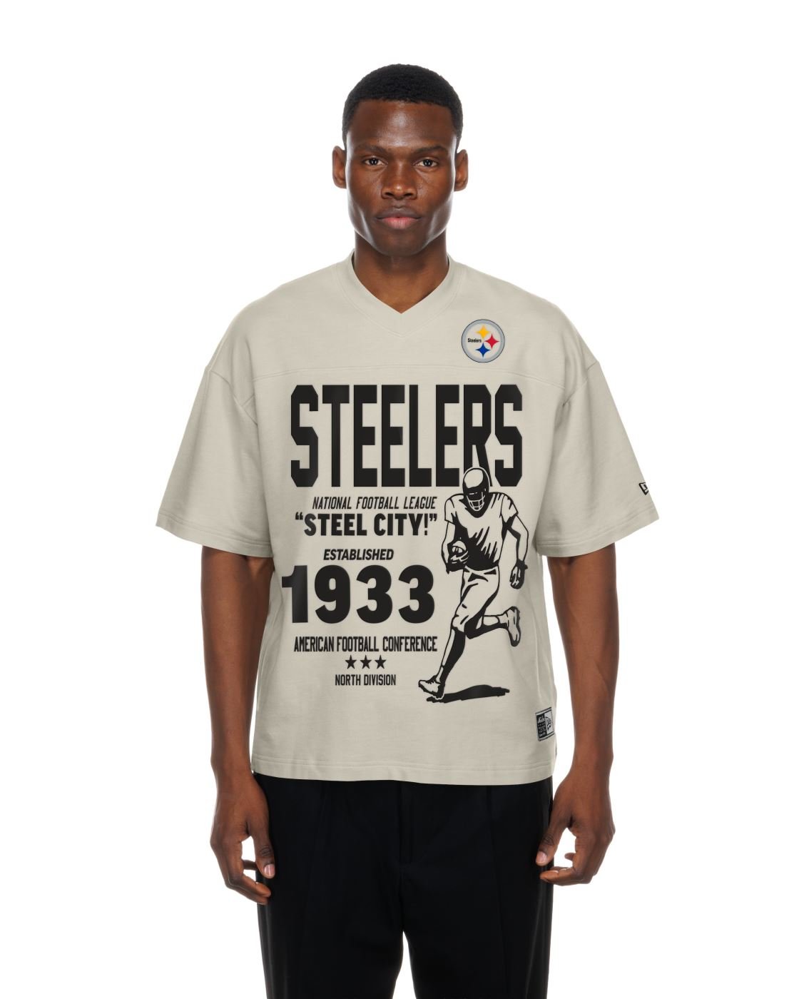 Camiseta New Era Oversize Pittsburgh Steelers NFL Bege