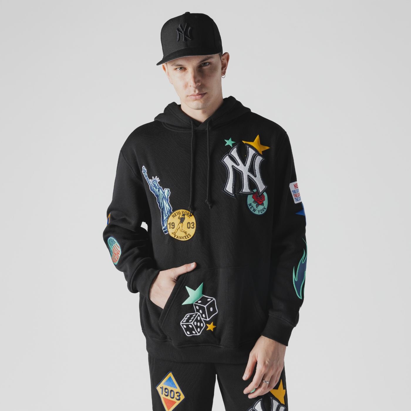 Moletom New Era Canguru Fechado New York Yankees MLB Preto 2