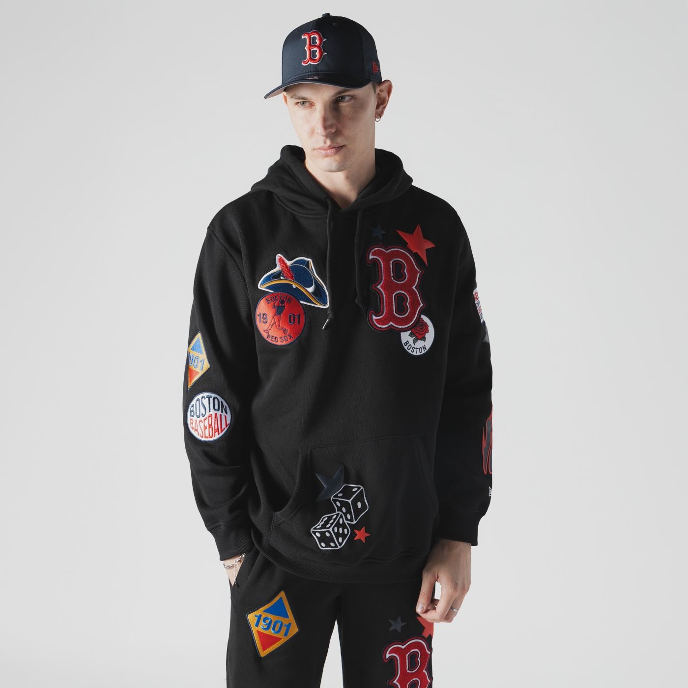 Moletom New Era Canguru Fechado Boston Red Sox MLB Preto Preto 2