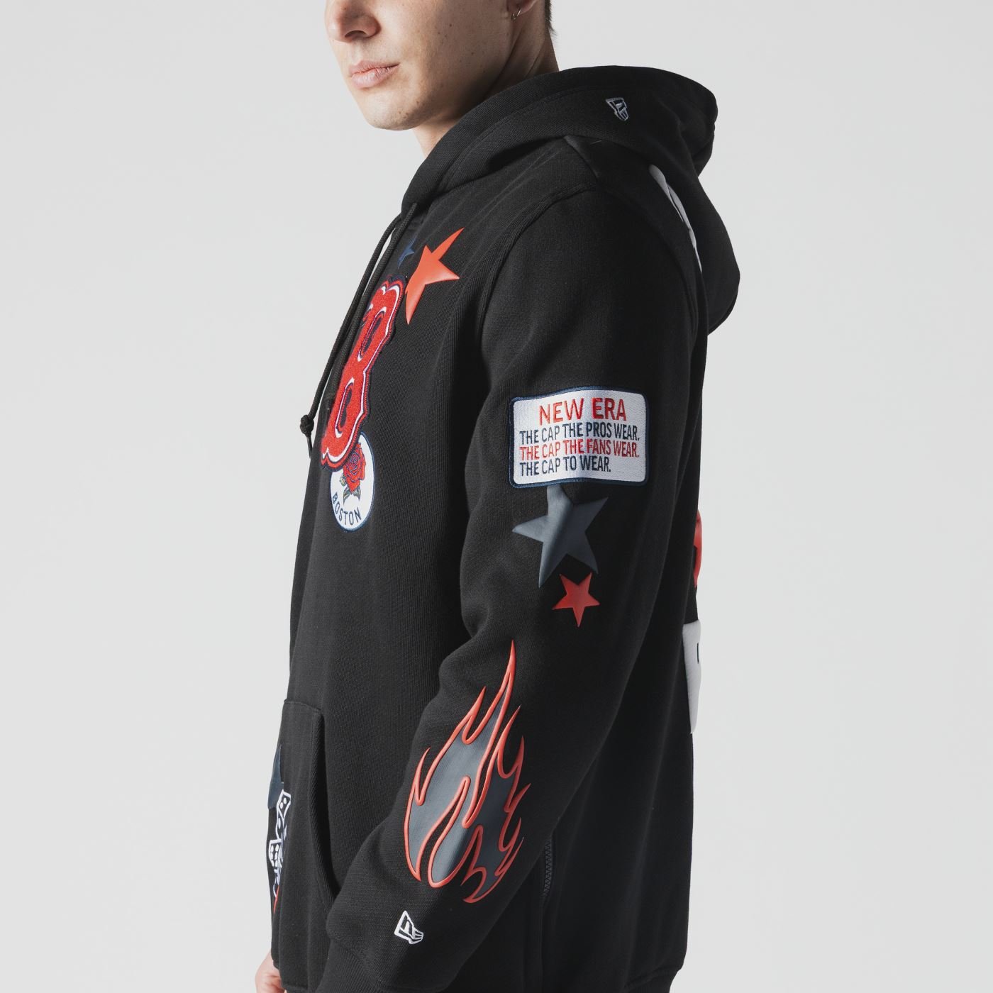 Moletom New Era Canguru Fechado Boston Red Sox MLB Preto Preto 3