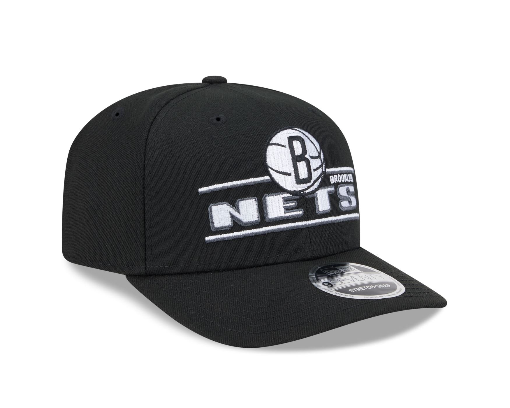 Bone New Era 9SEVENTY STRETCH SNAP Brooklyn Nets NBA Preto Preto 3