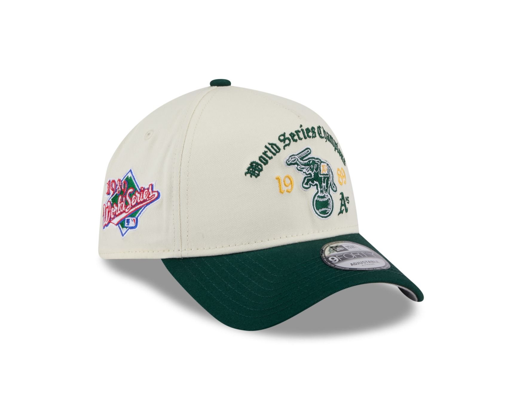 Bone New Era 9FORTY A-Frame Oakland Athletics MLB Branco Branco/Verde 3