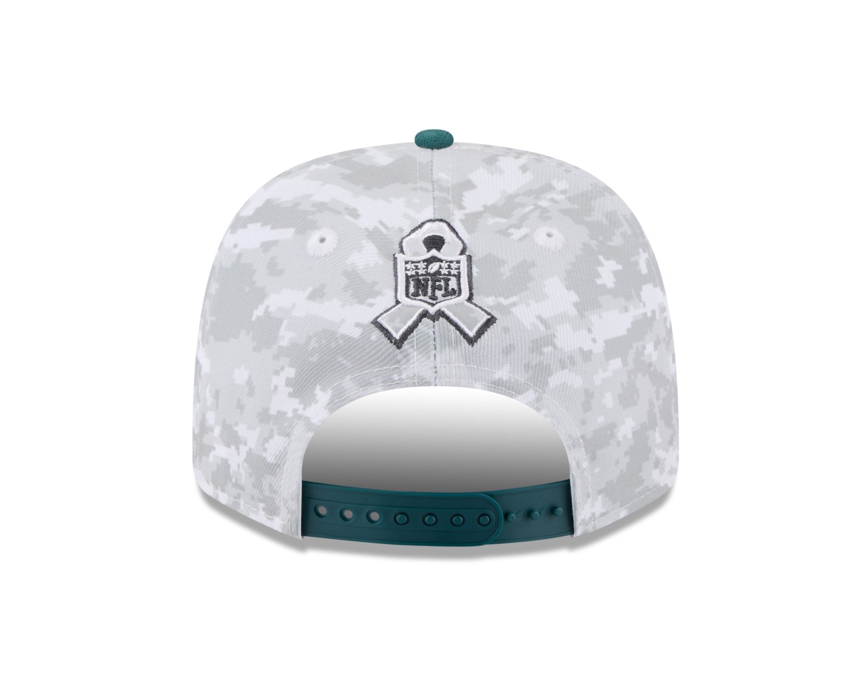 Bone New Era 9SEVENTY Philadelphia Eagles NFL Salute Service 2025 Militar Cinza/Verde 4