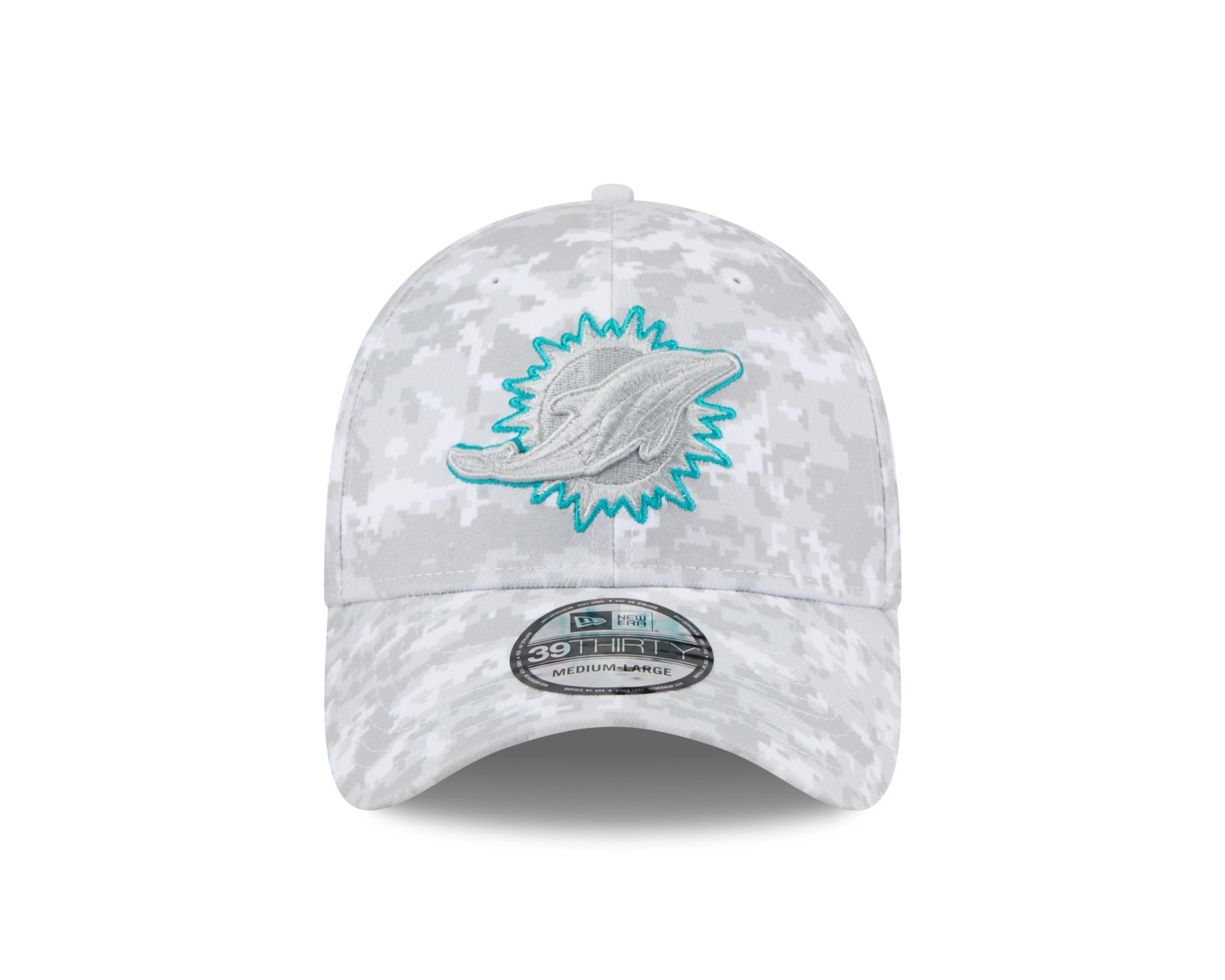 Bone New Era 39THIRTY Miami Dolphins NFL Salute Service 2025 Militar Cinza 2